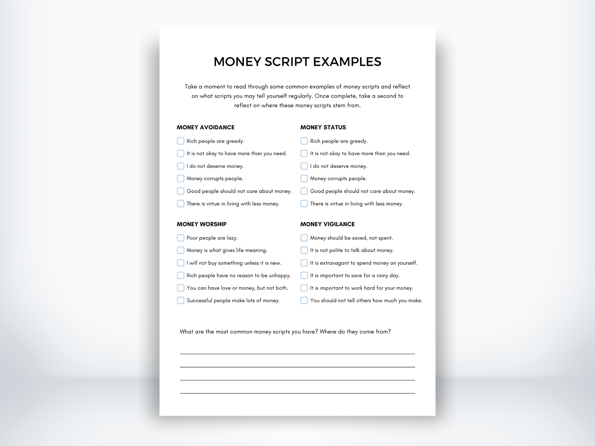 Money Scripts Examples PDF