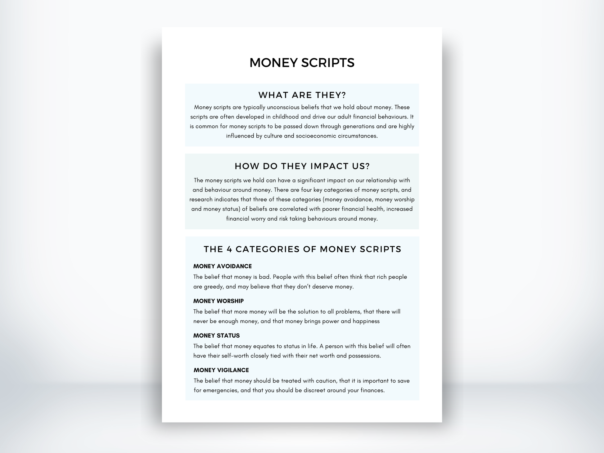 Money Scripts Handout PDF
