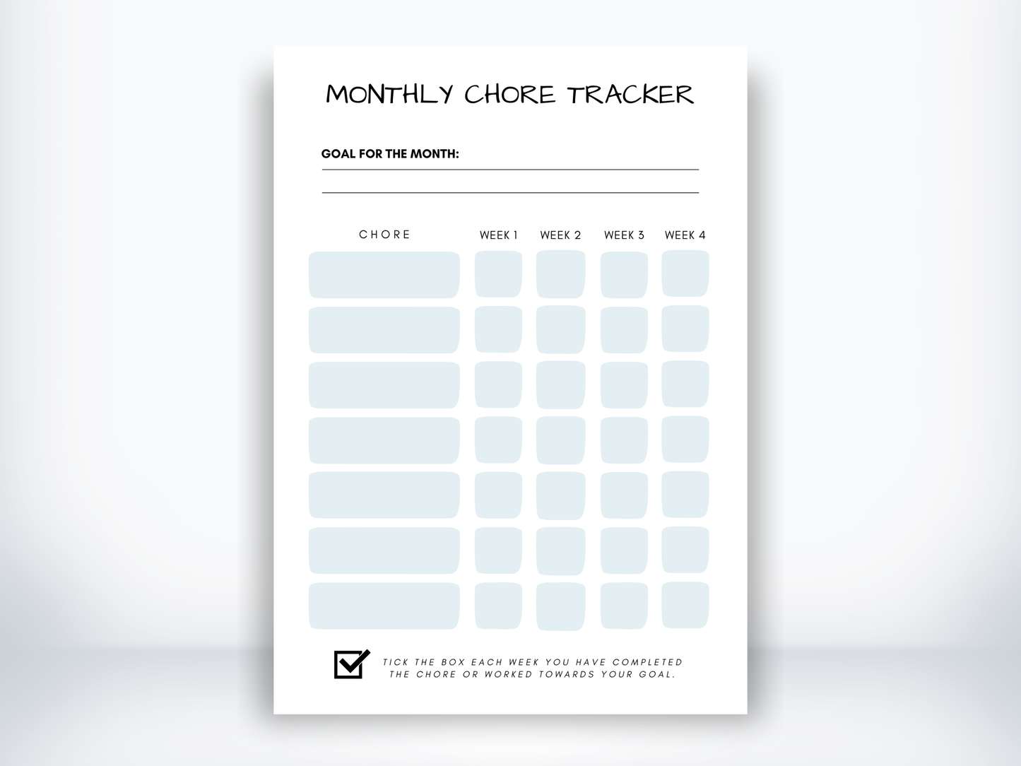 Monthly Chore Tracker Template PDF