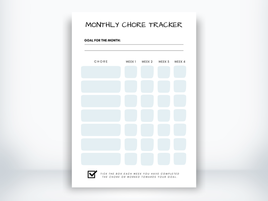 Monthly Chore Tracker Template PDF