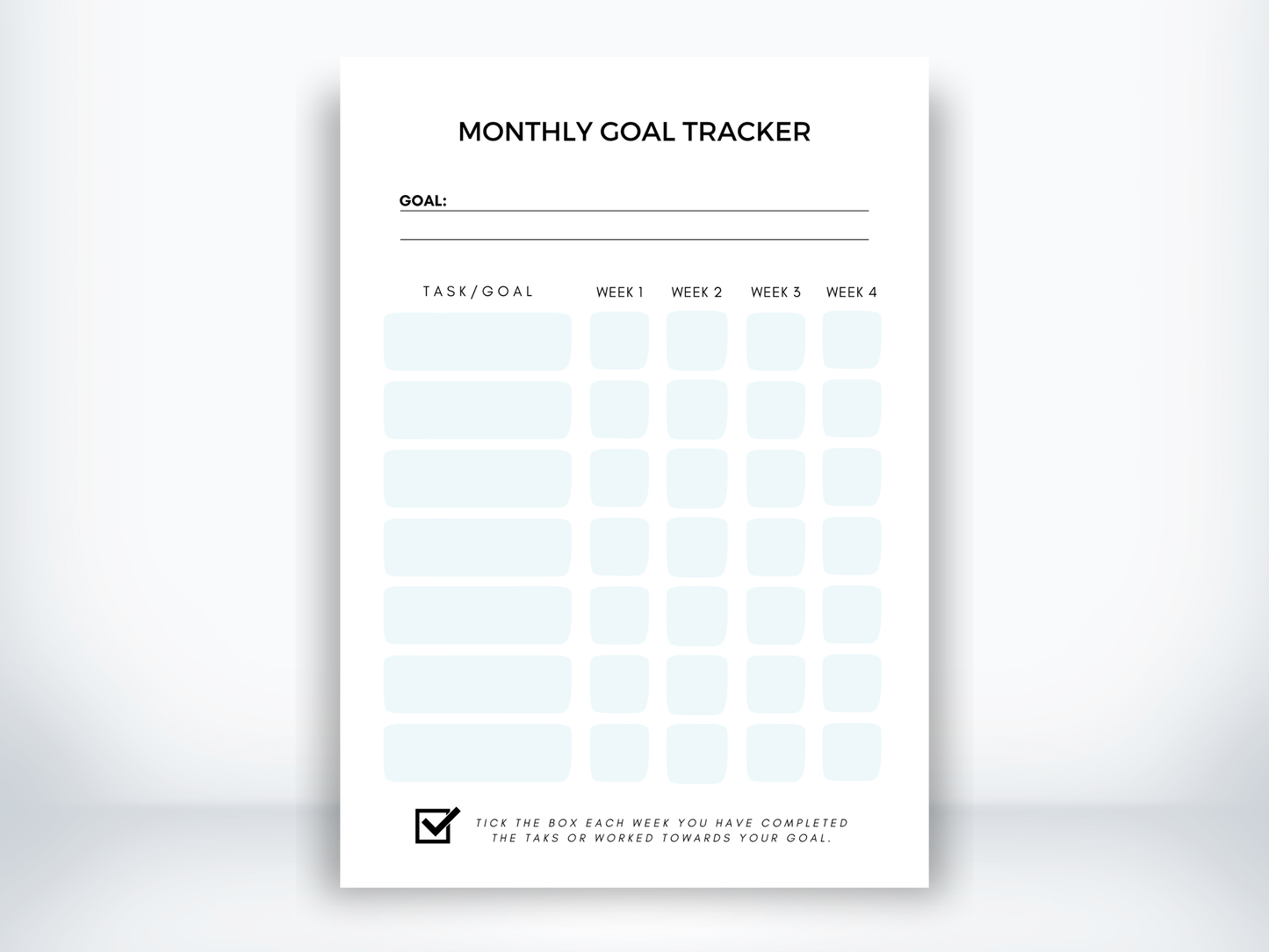 Monthly Goal Tracker Template PDF