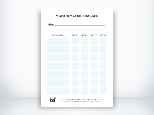 Monthly Goal Tracker Template PDF