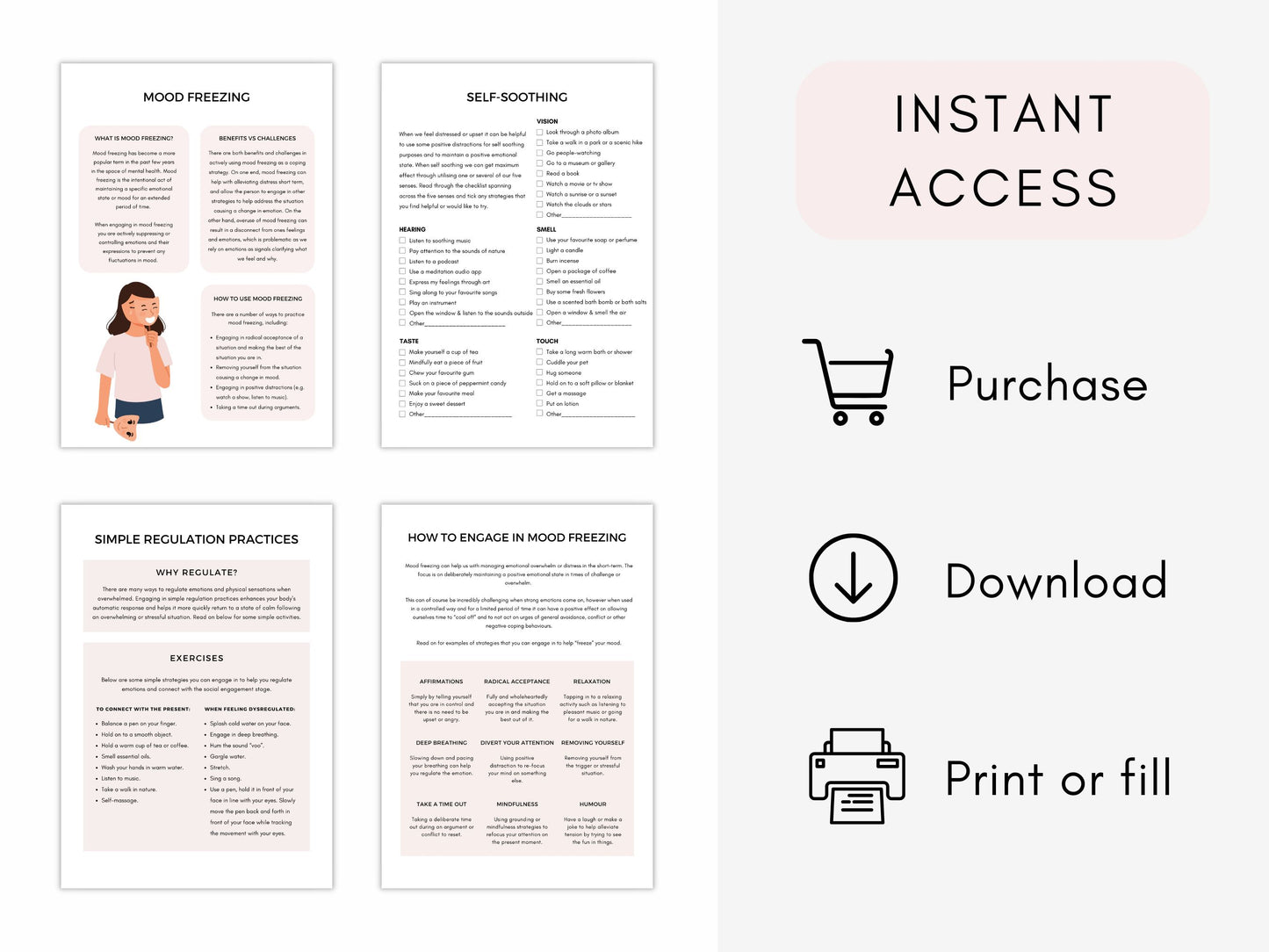 Mood Freezing Psychoeducation Worksheets