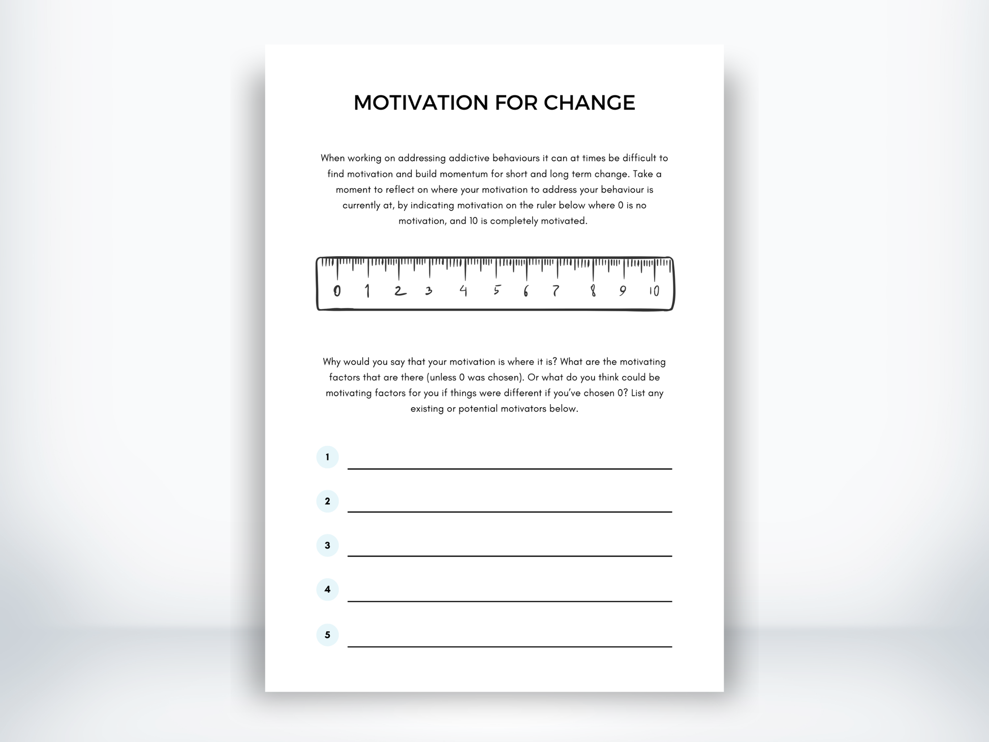 Motivation For Change Worksheet PDF