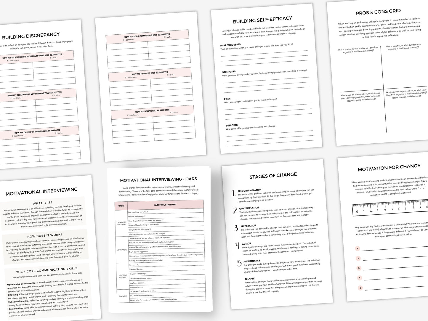 Motivational Interviewing Worksheets PDF