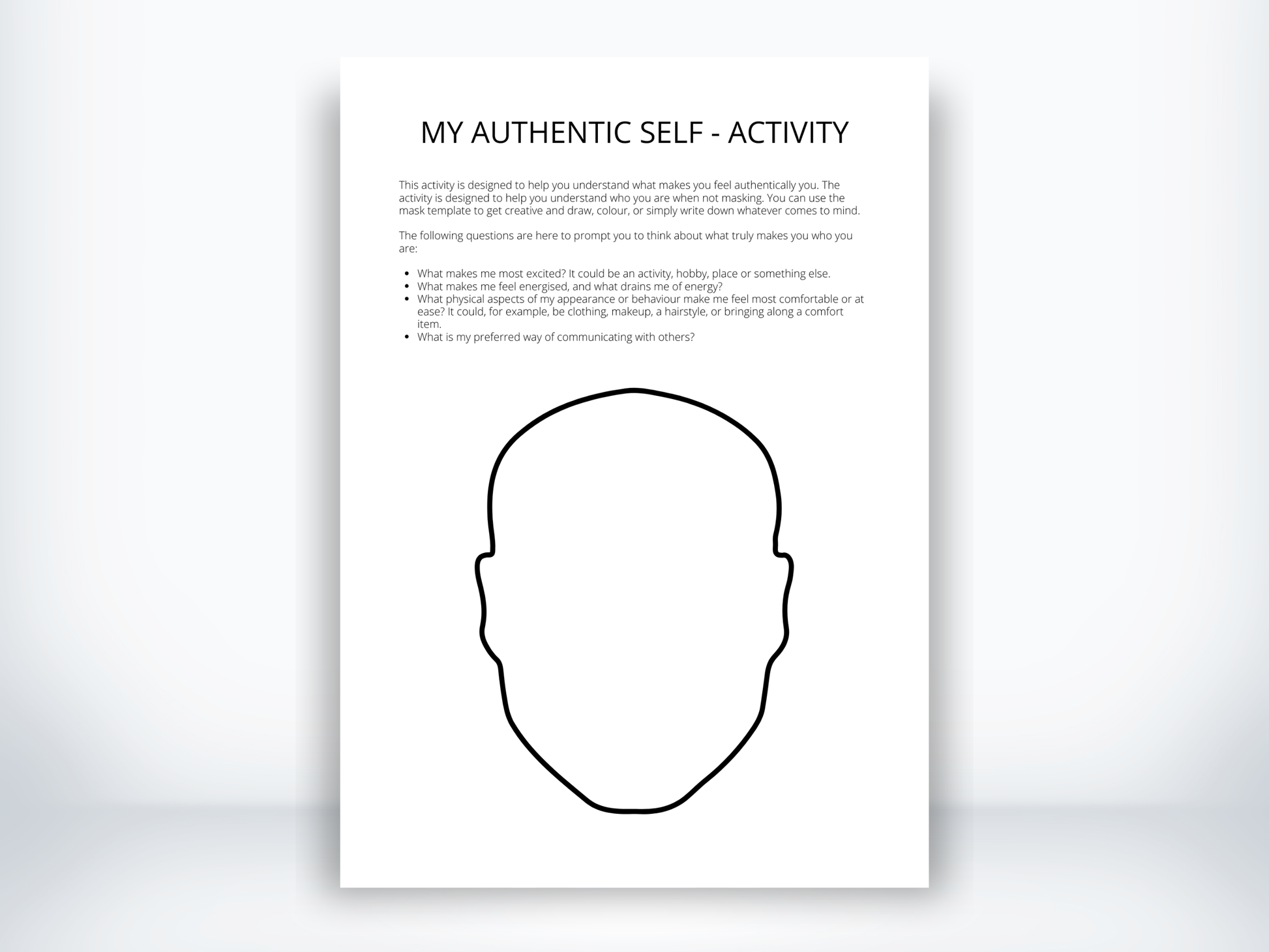 My Authentic Self Worksheet PDF