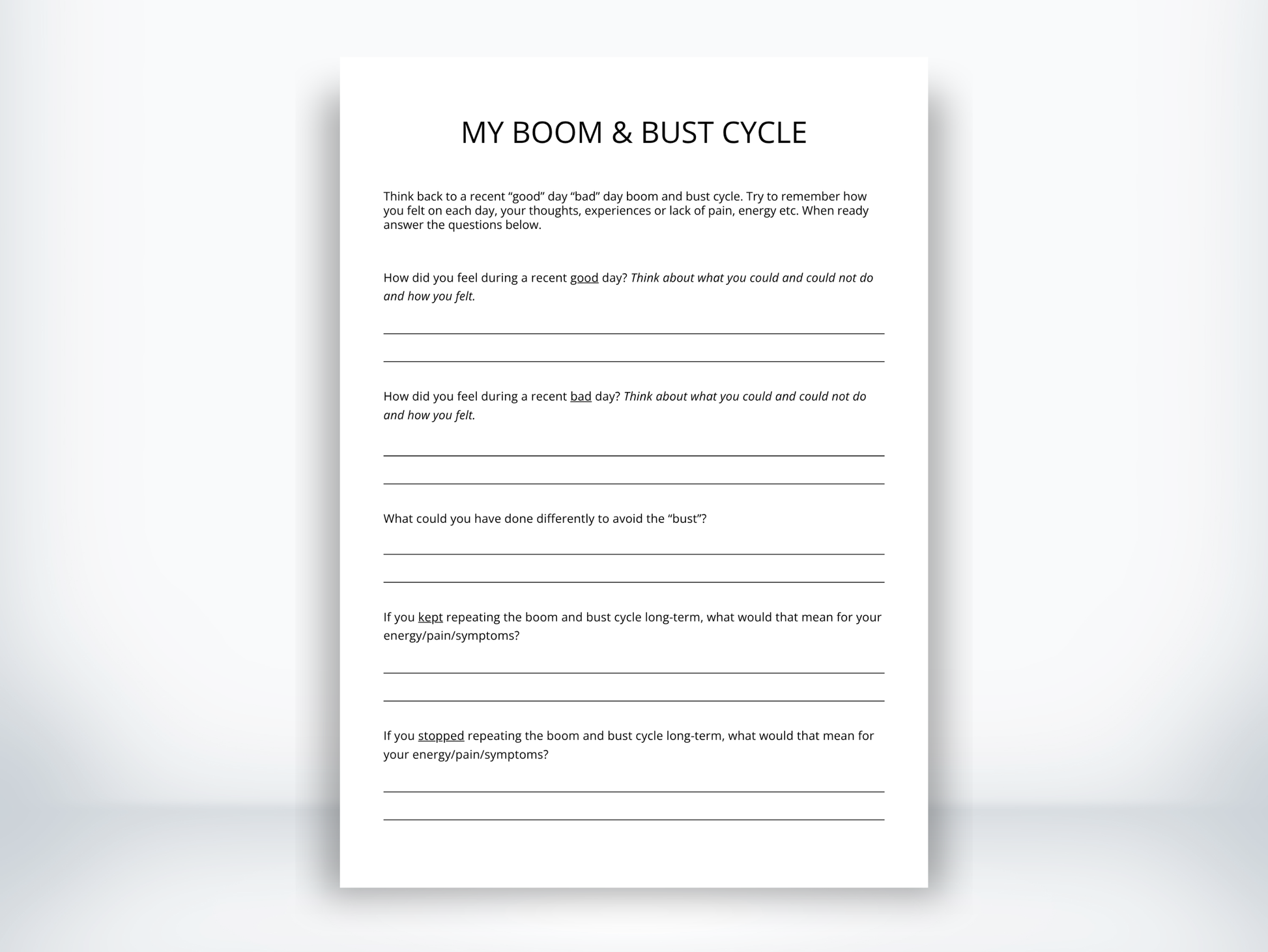 My Boom and Bust Cycle Worksheet PDF