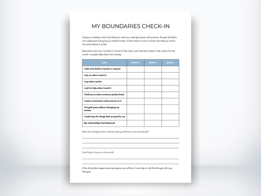 My Boundaries Check-In PDF