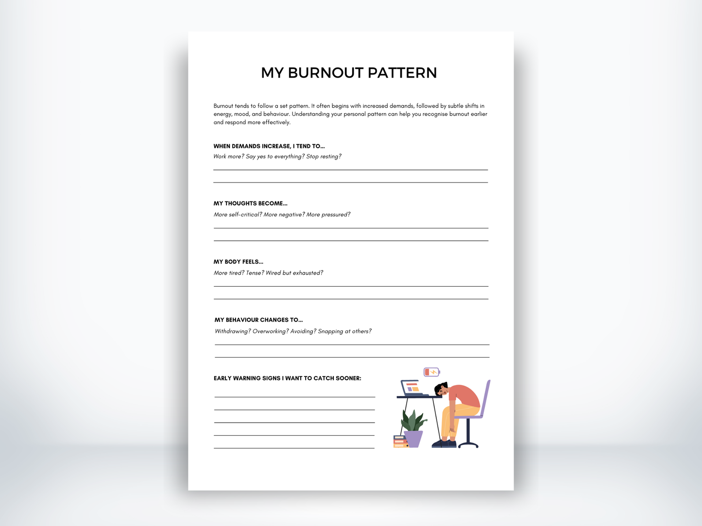 My Burnout Pattern Worksheet PDF