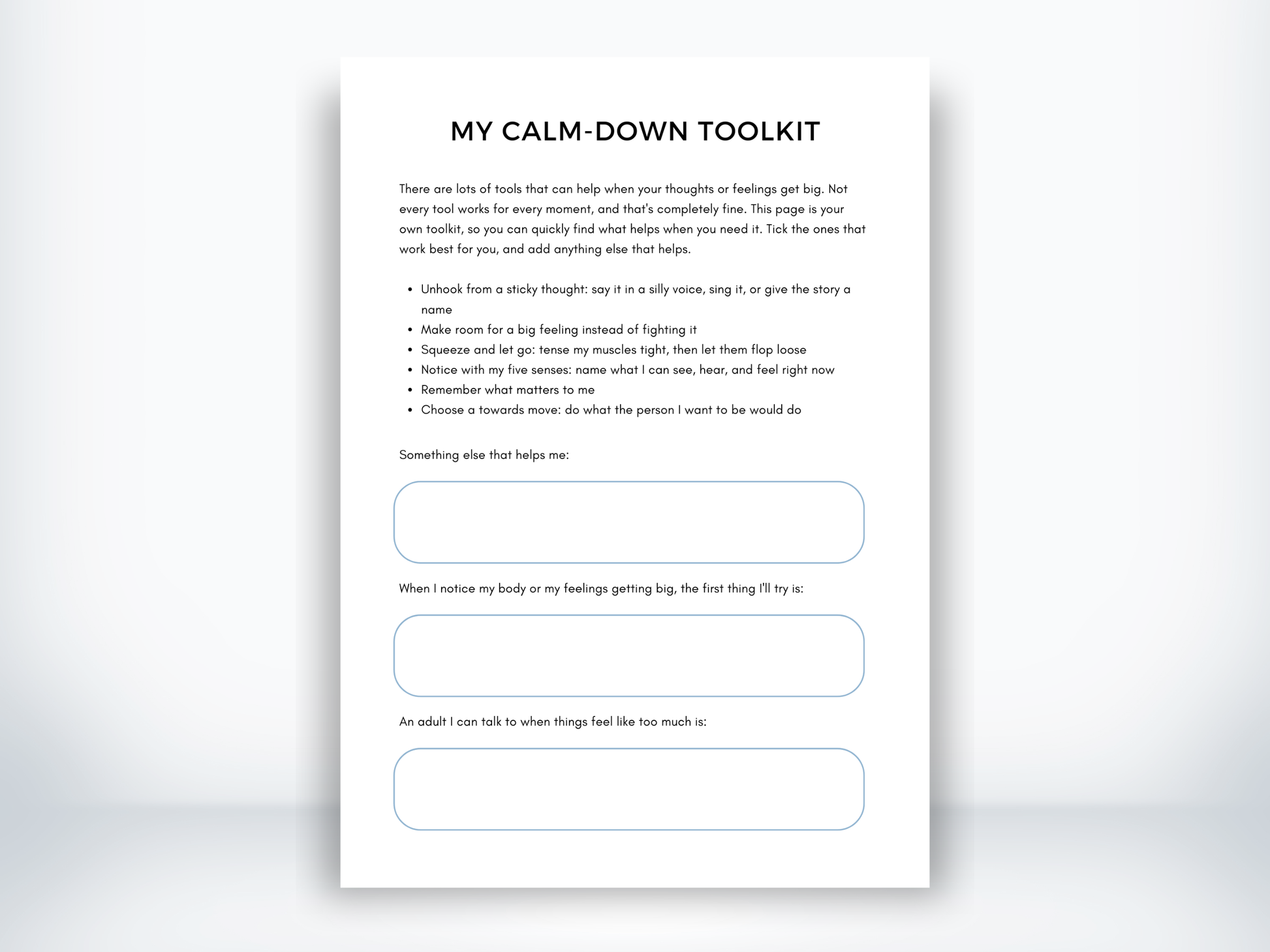 My Calm-Down Toolkit PDF