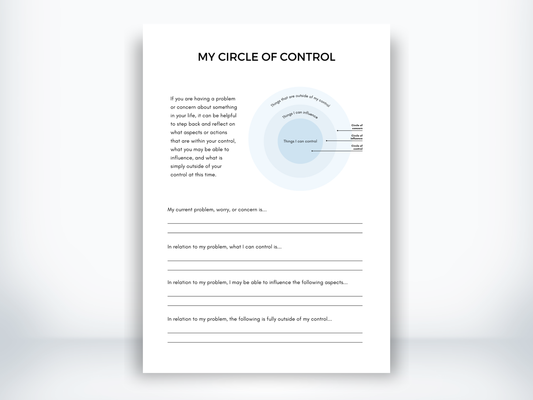 My Circle Of Control Worksheet PDF