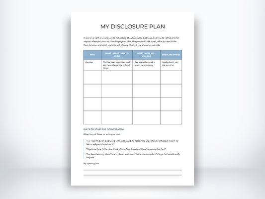 My ADHD Disclosure Plan PDF