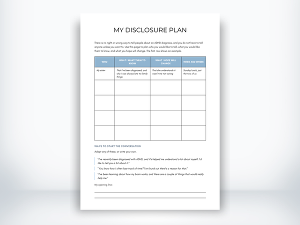 My ADHD Disclosure Plan PDF