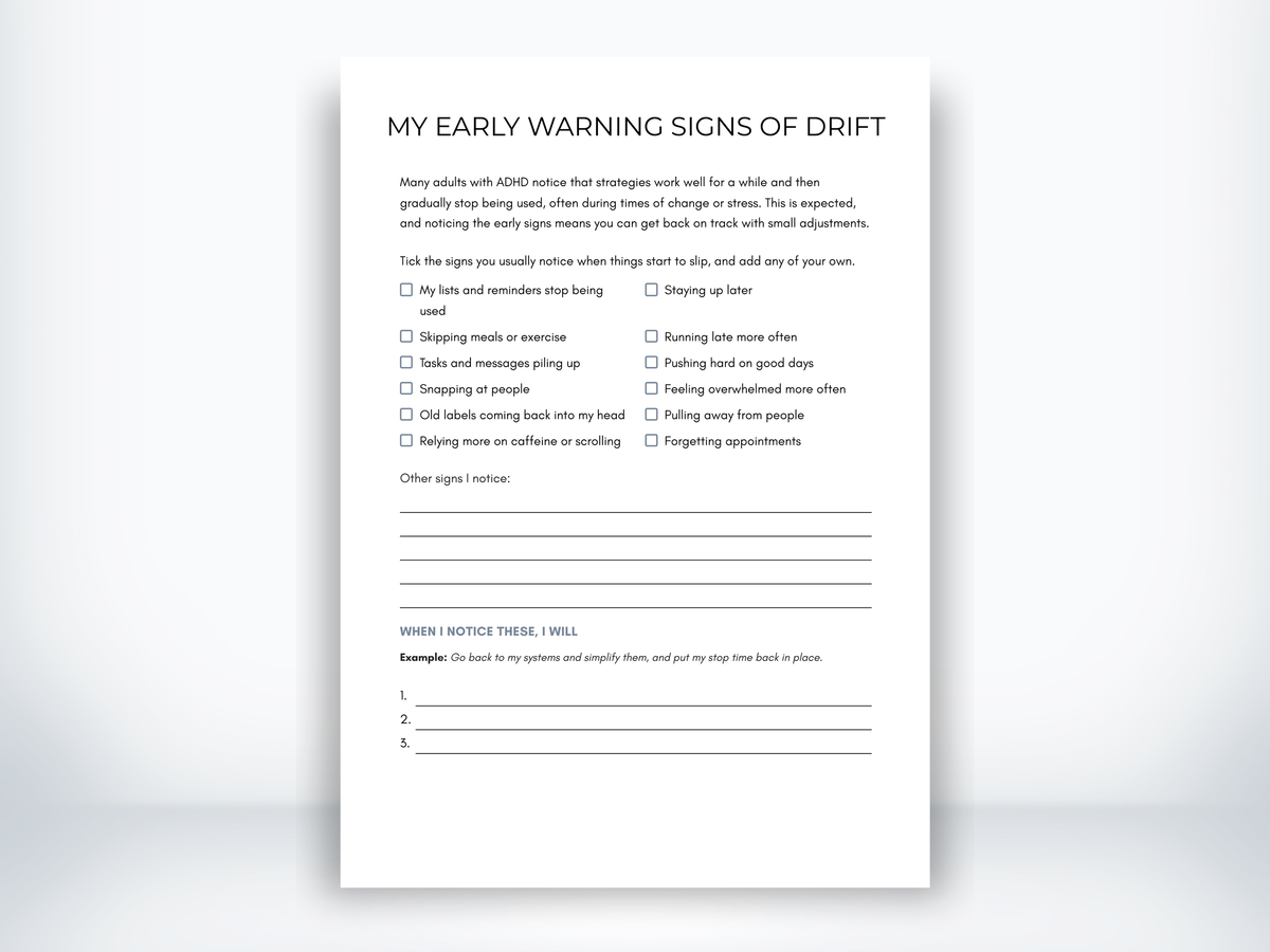 My Early Warning Signs of Drift PDF