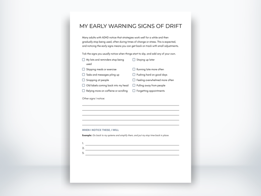 My Early Warning Signs of Drift PDF