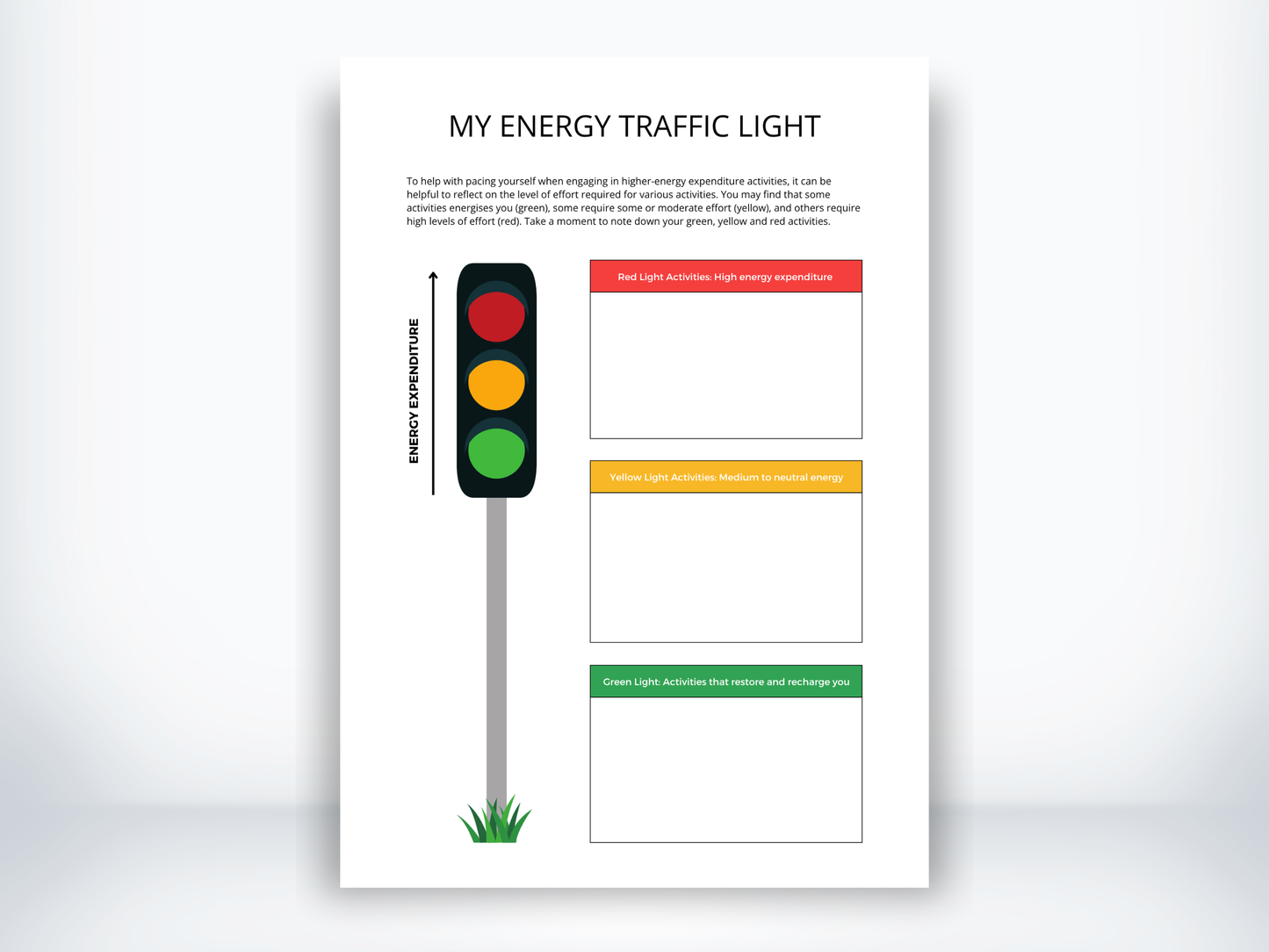 My Energy Traffic Light Worksheet PDF