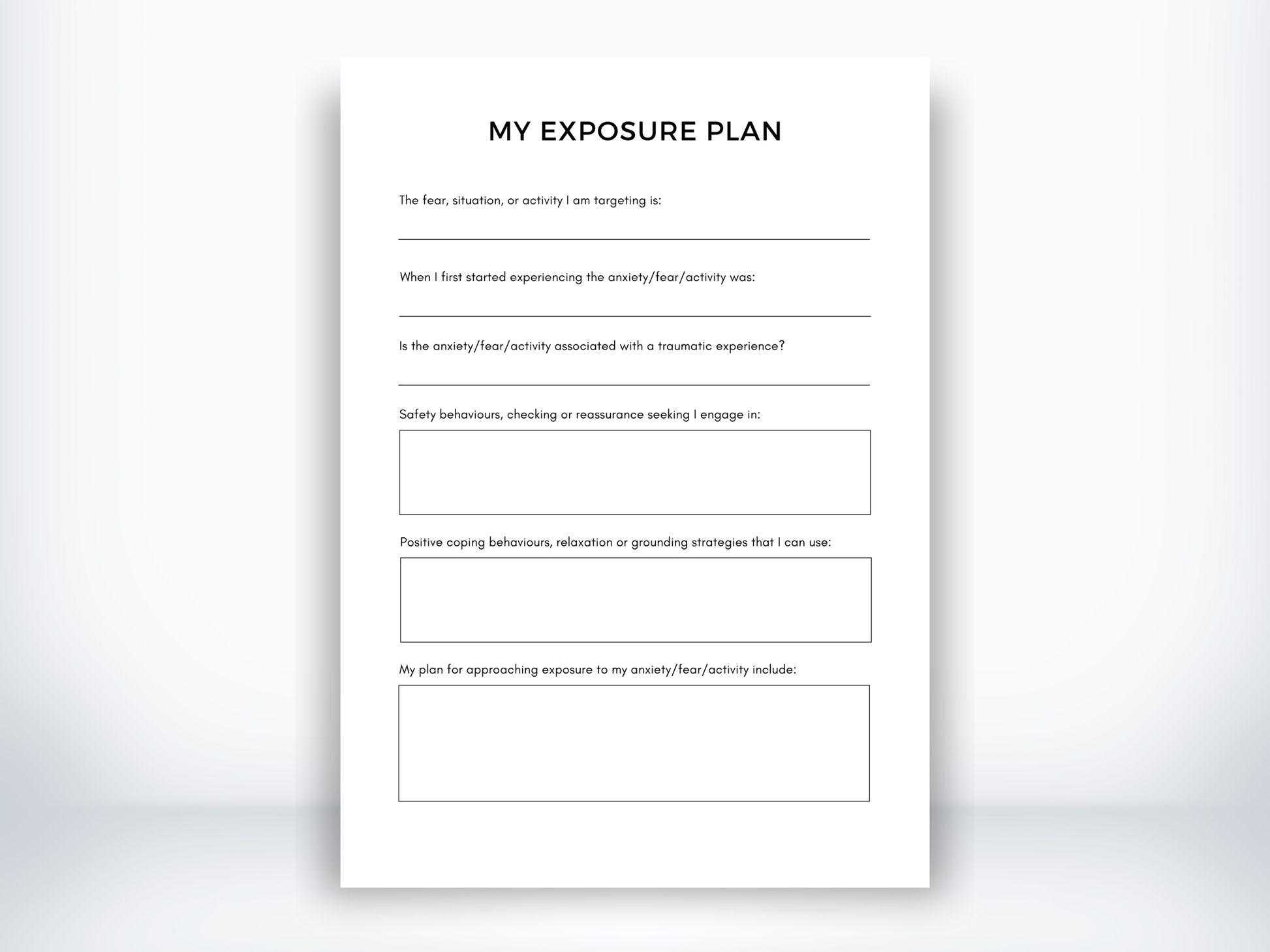 My Exposure Plan Worksheet PDF