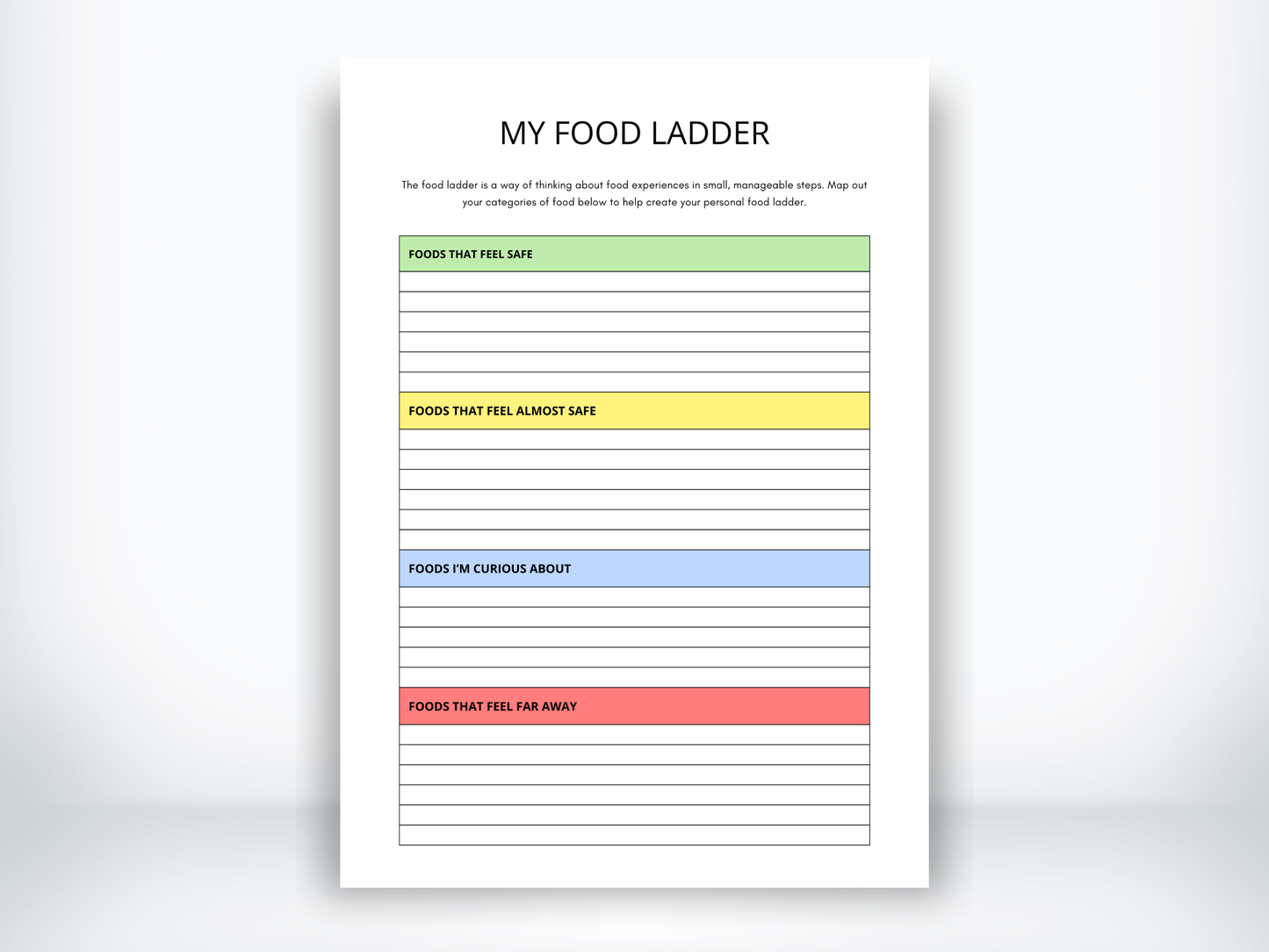 My Food Ladder Worksheet PDF - ARFID