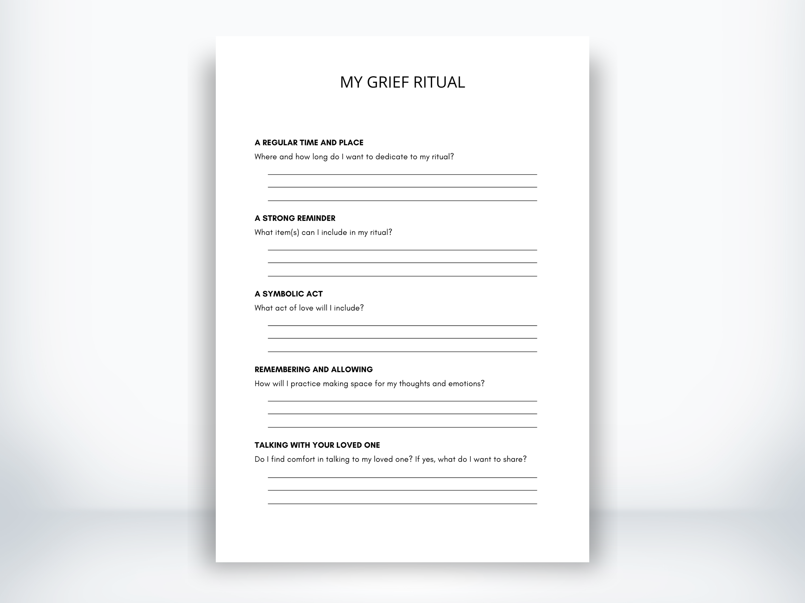 My Grief Ritual Worksheet (PDF) | My Thriving Mind
