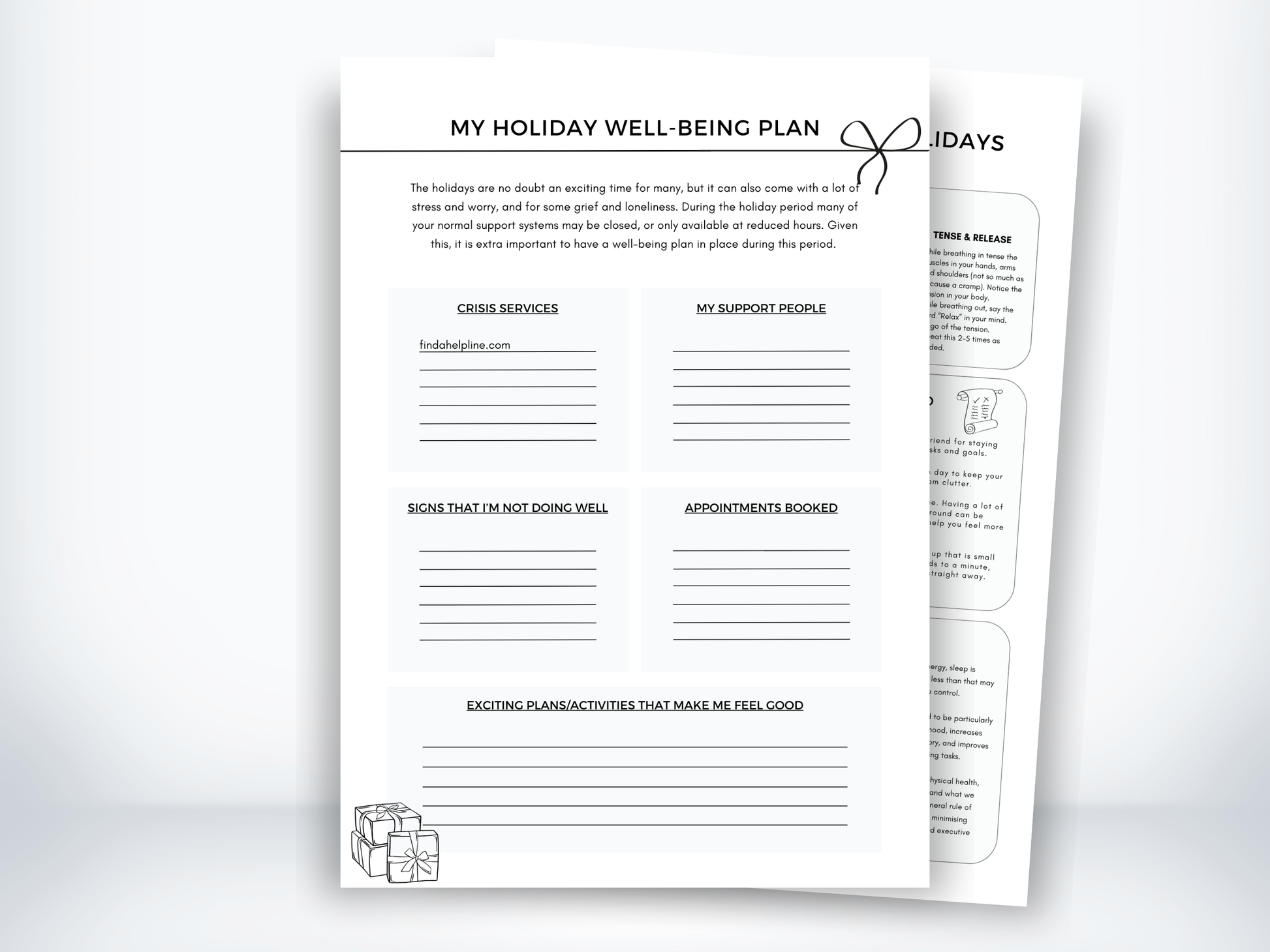 My Holiday Well-Being Plan Worksheet PDF