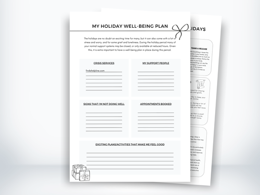 My Holiday Well-Being Plan Worksheet PDF
