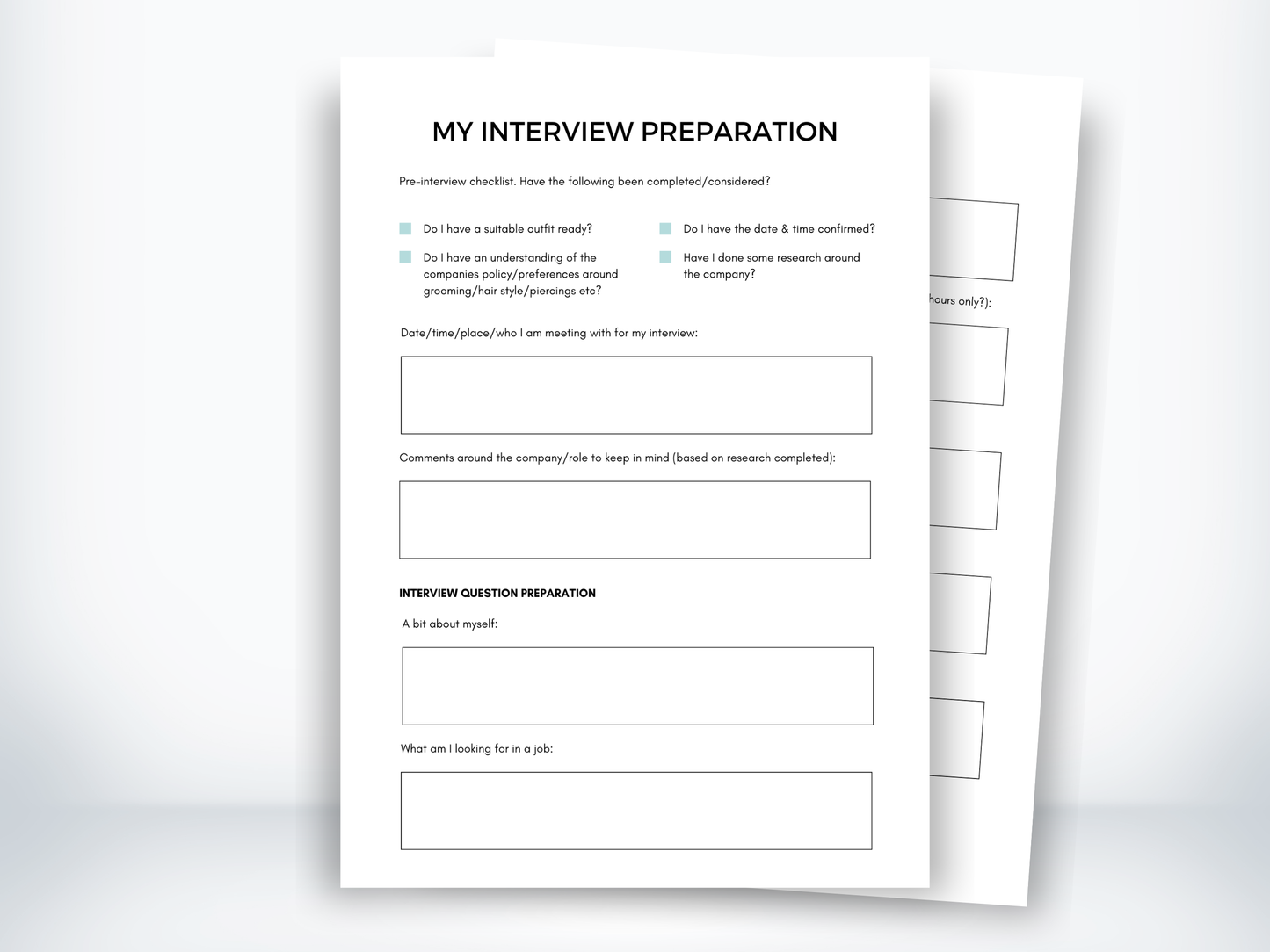 My Interview Preparation Worksheet PDF