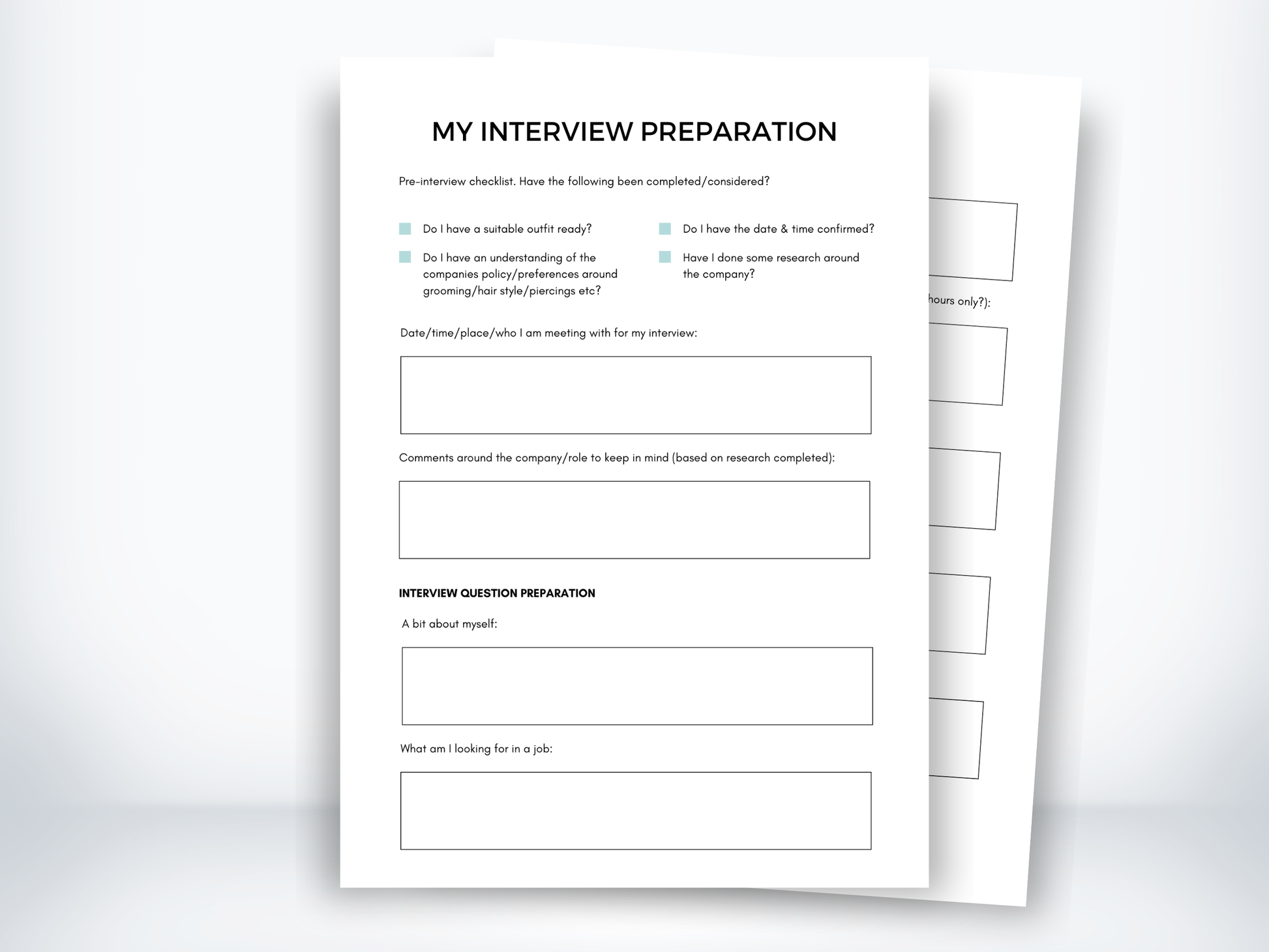 My Interview Preparation Worksheet PDF