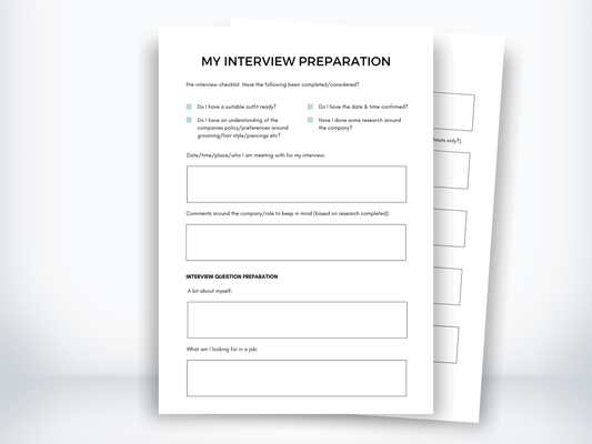 My Interview Preparation Worksheet PDF