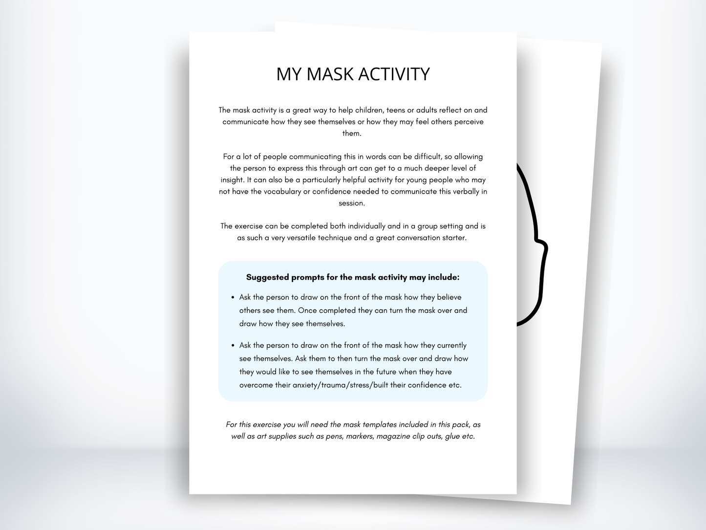 My Mask Activity Art Therapy PDF