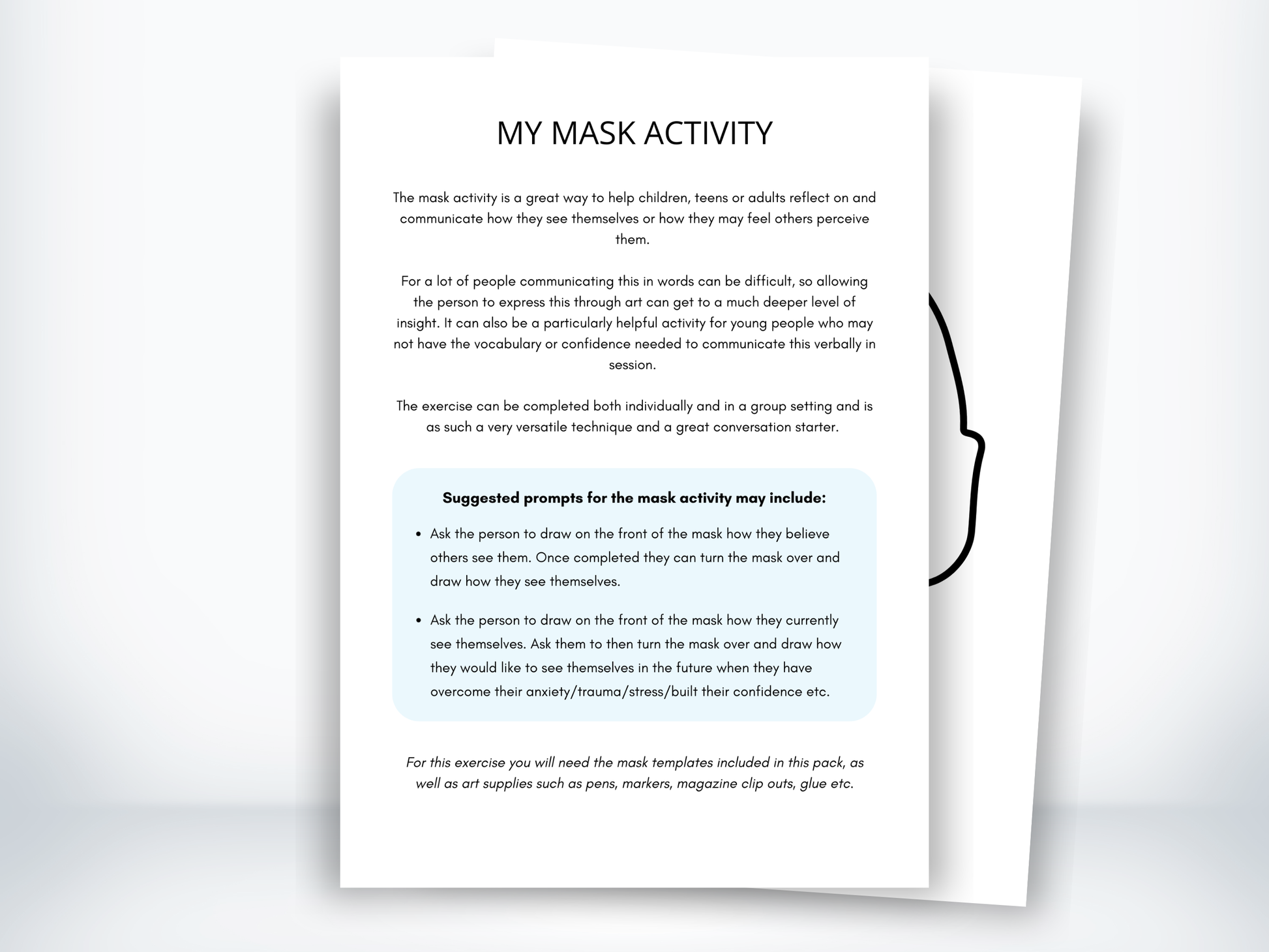 My Mask Activity Art Therapy PDF