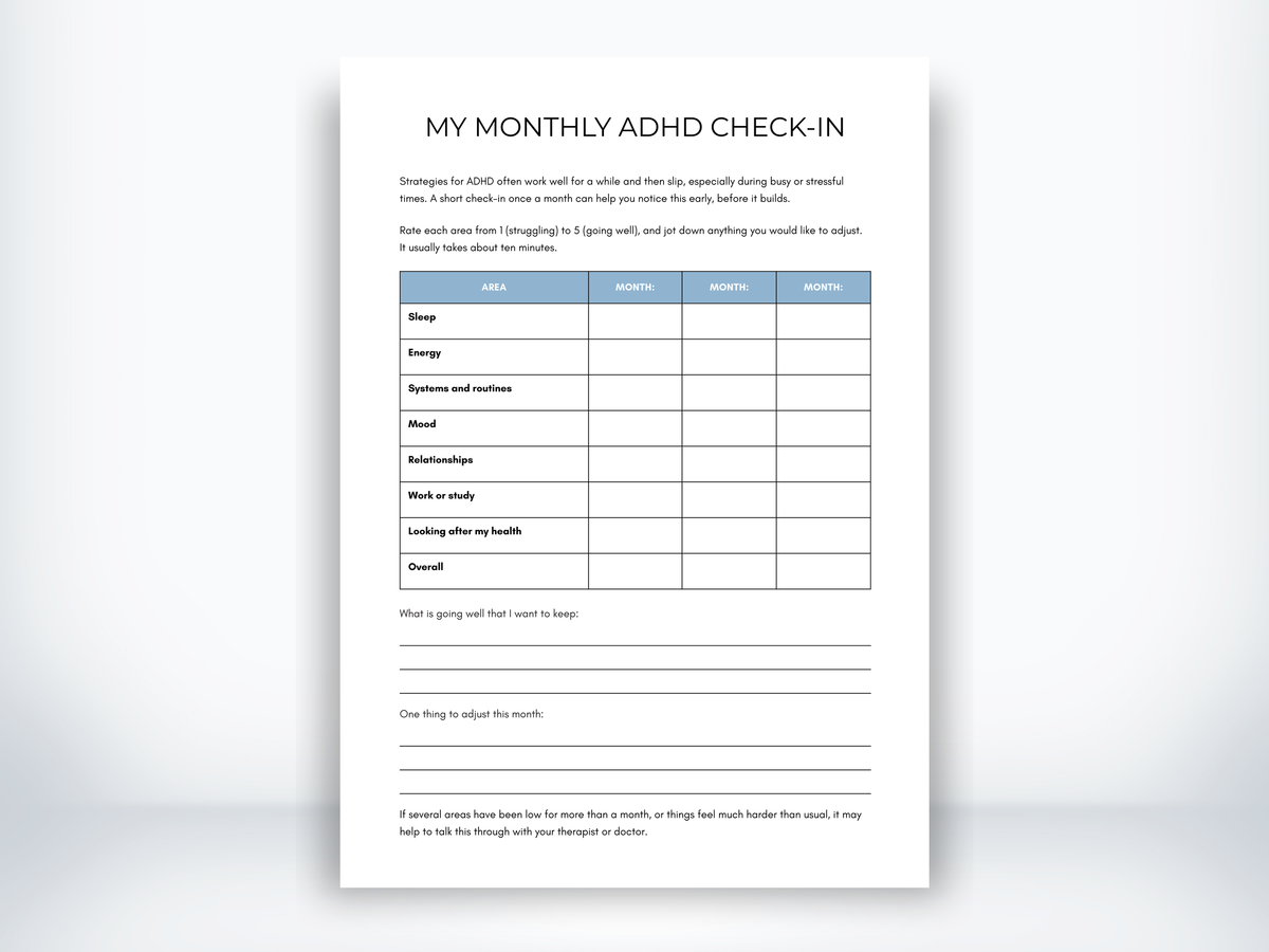 My Monthly ADHD Check-In PDF