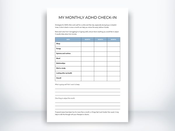 My Monthly ADHD Check-In PDF