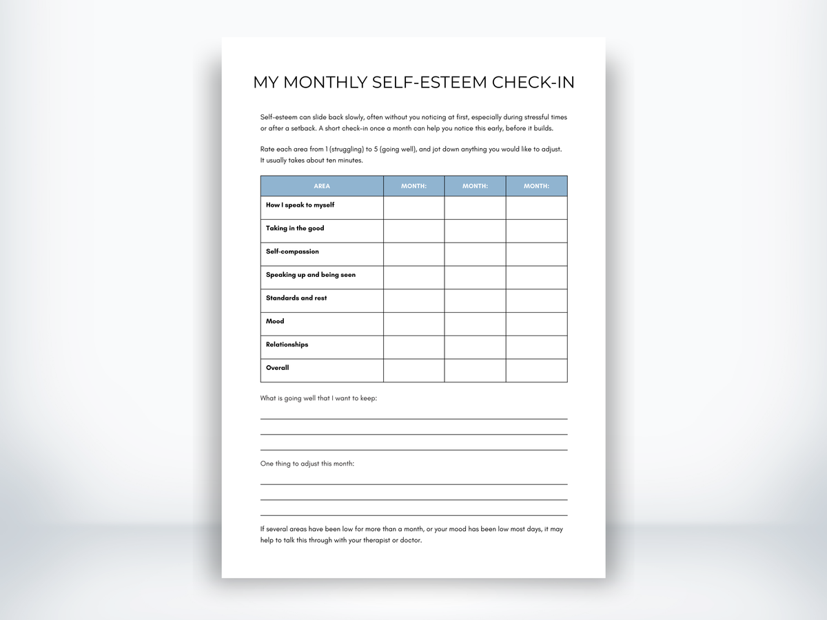 My Monthly Self-Esteem Check-In