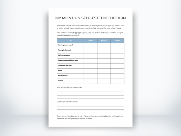 My Monthly Self-Esteem Check-In