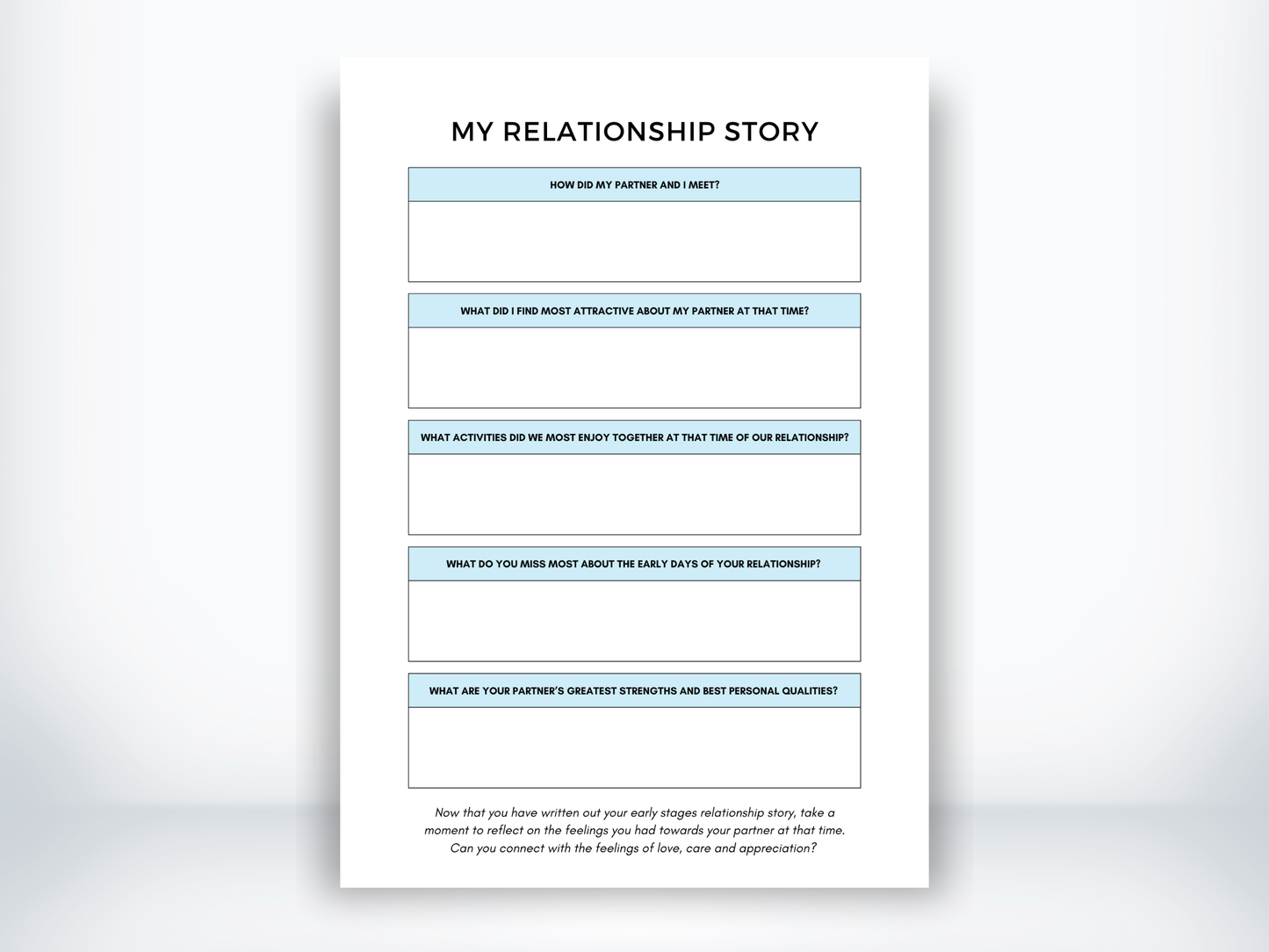 My Relationship Story Worksheet PDF