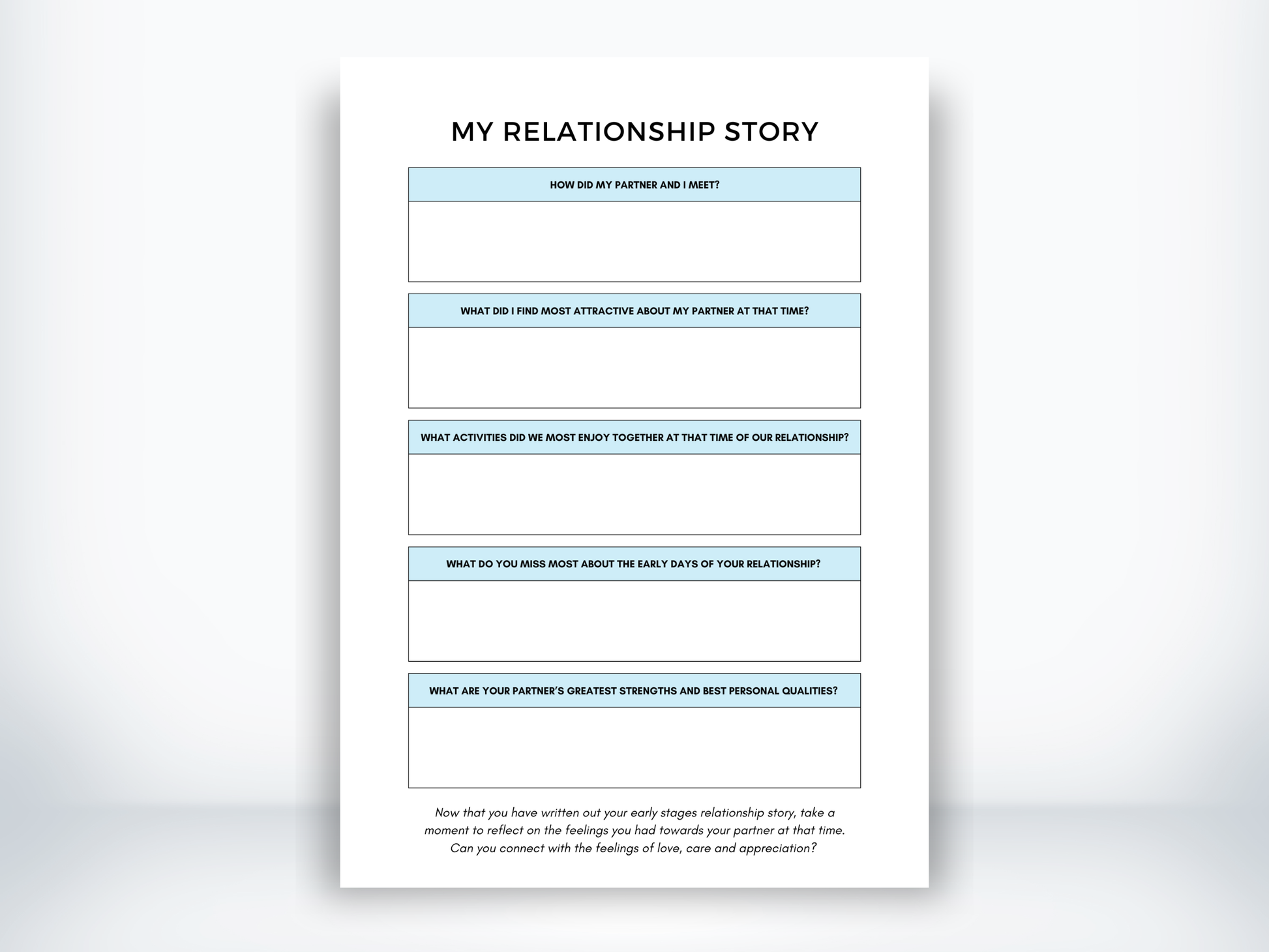 My Relationship Story Worksheet PDF