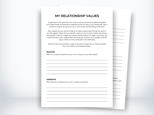 My Relationship Values Worksheet PDF
