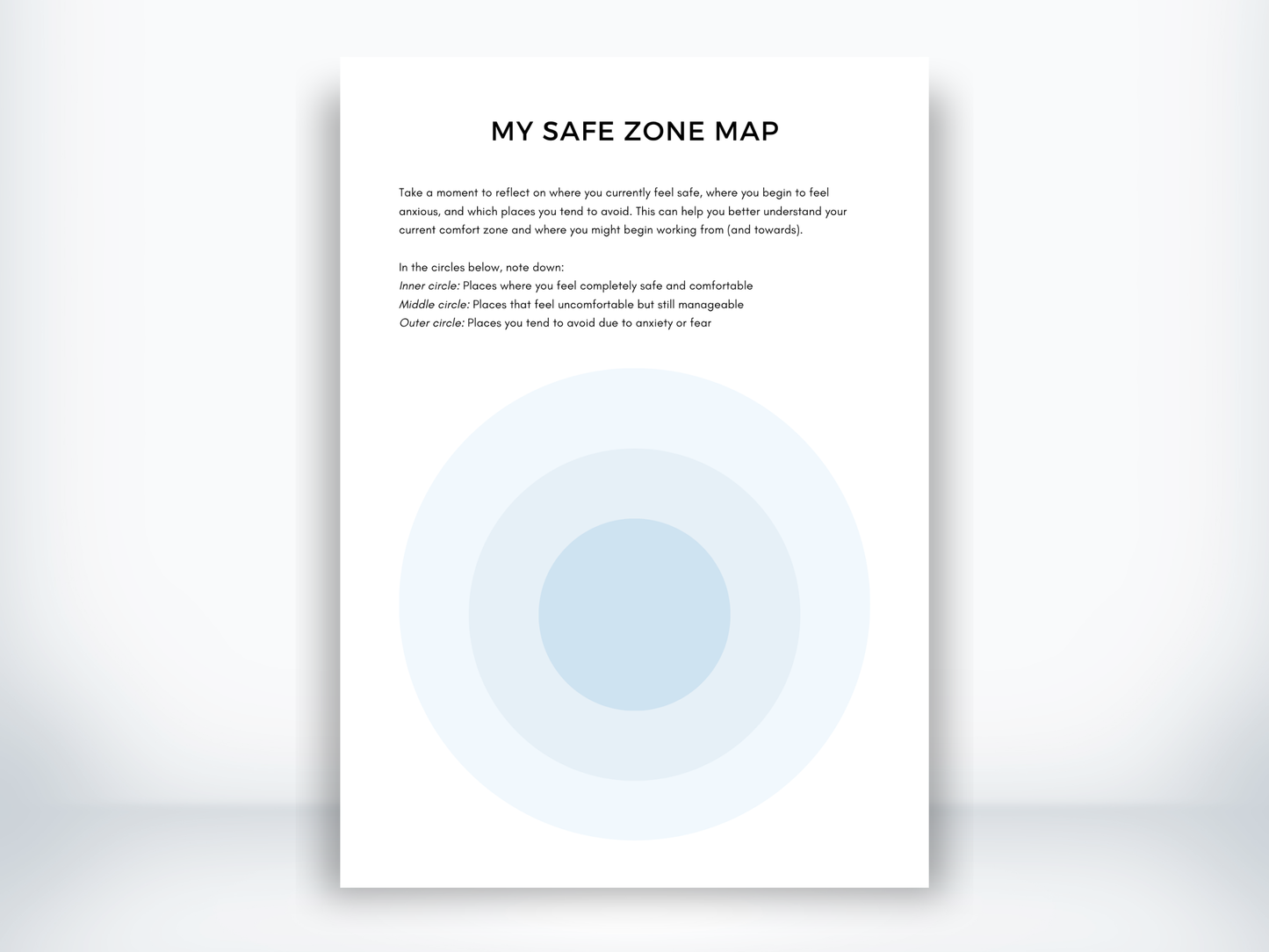 My Safe Zone and Expanding My Comfort Zone Worksheets PDF