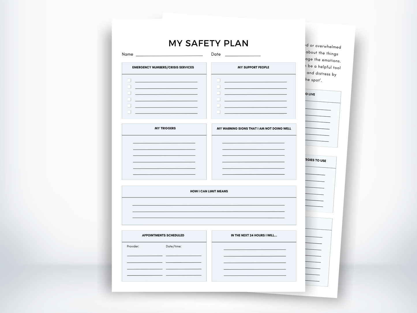 My Safety Plan Template PDF
