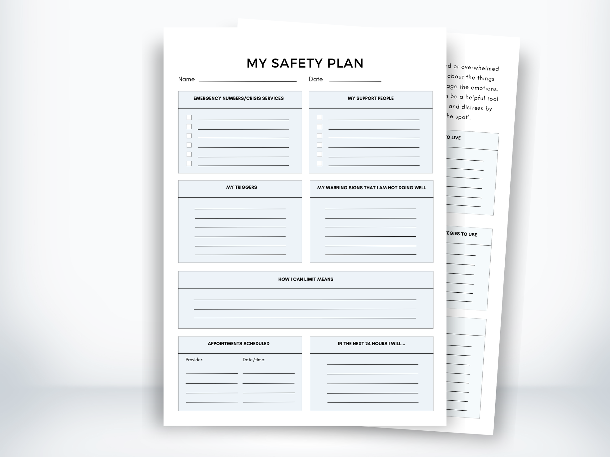 My Safety Plan Template PDF