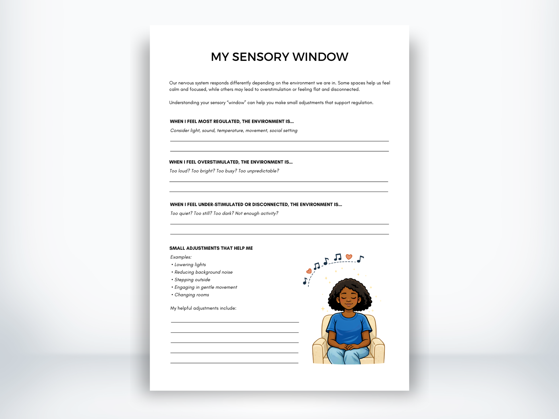 My Sensory Window Worksheet PDF
