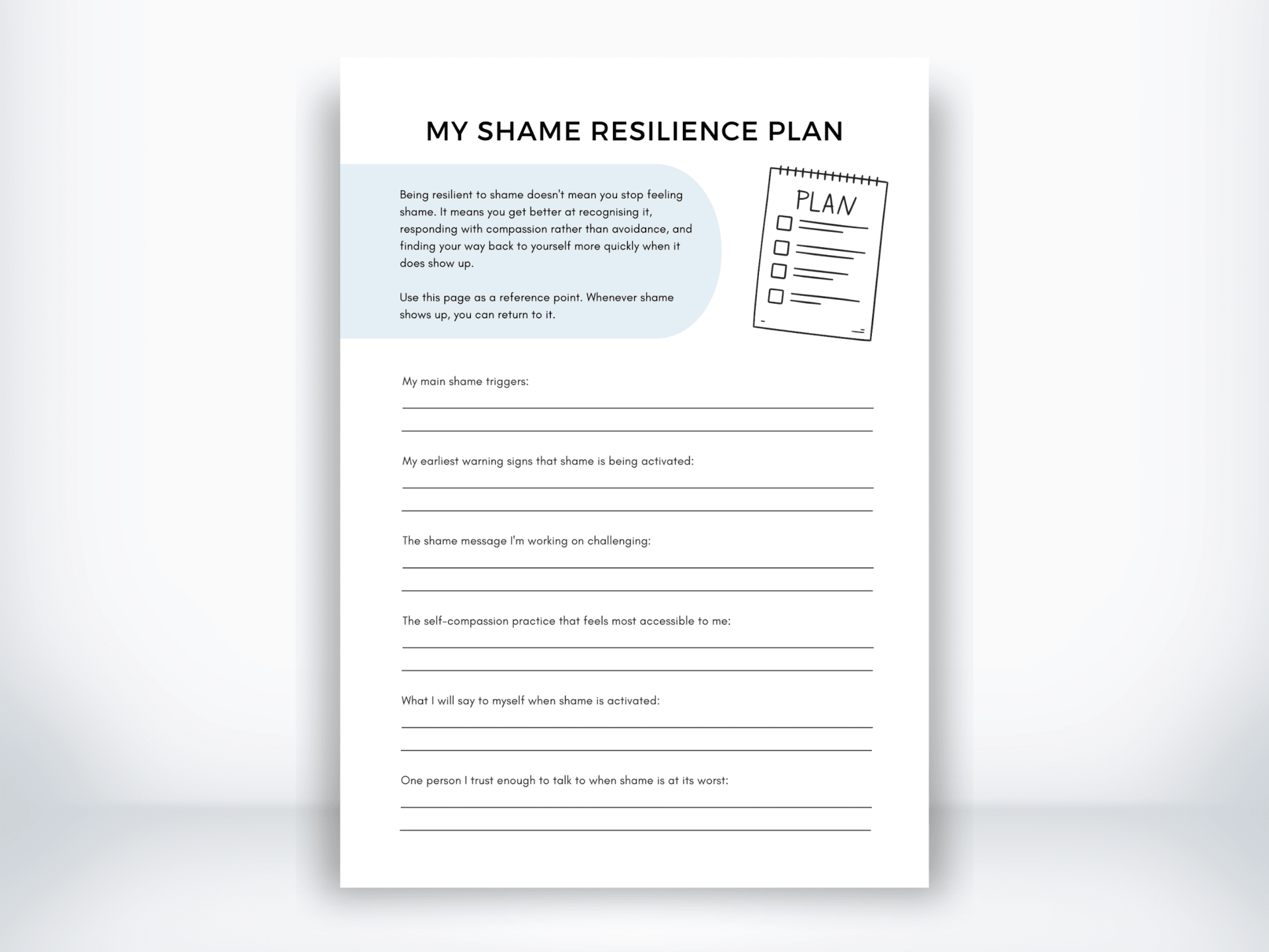 My Shame Resilience Plan PDF - My Thriving Mind