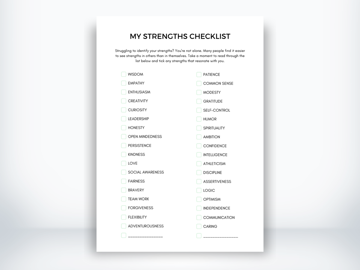 My Strengths Worksheet (PDF) | My Thriving Mind