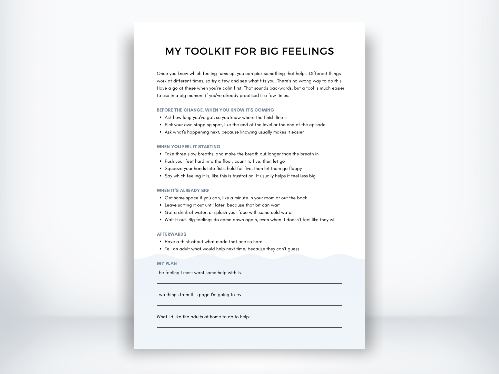 My Toolkit for Big Feelings PDF