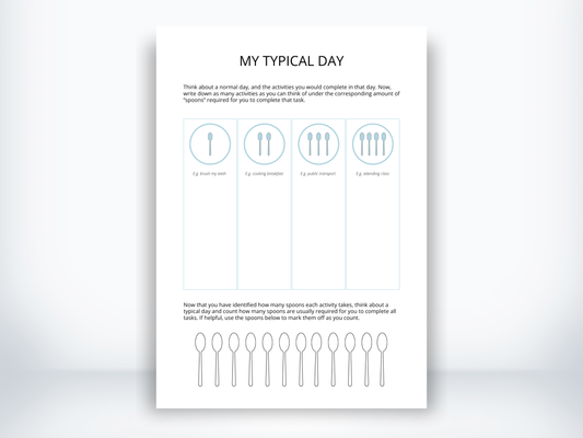 My Typical Day Worksheet PDF - Spoon Theory