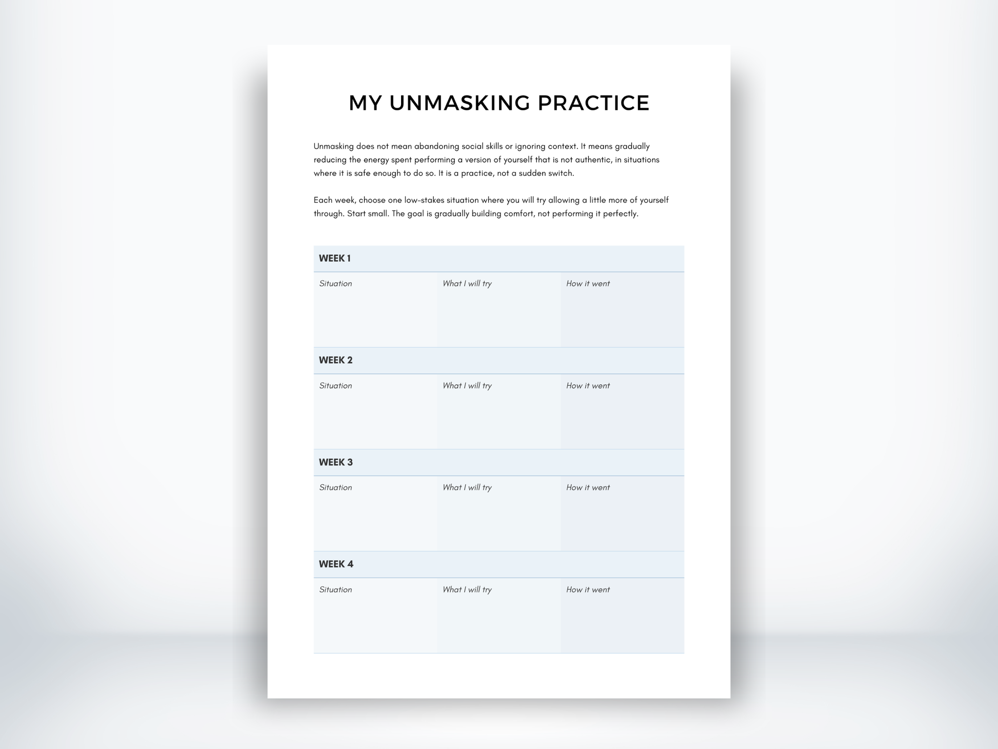 My Unmasking Practice PDF