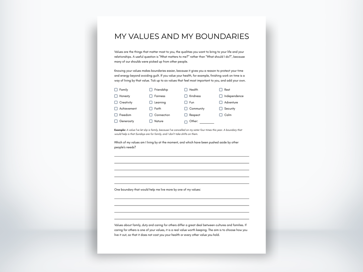 My Values and My Boundaries PDF