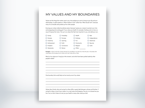 My Values and My Boundaries PDF