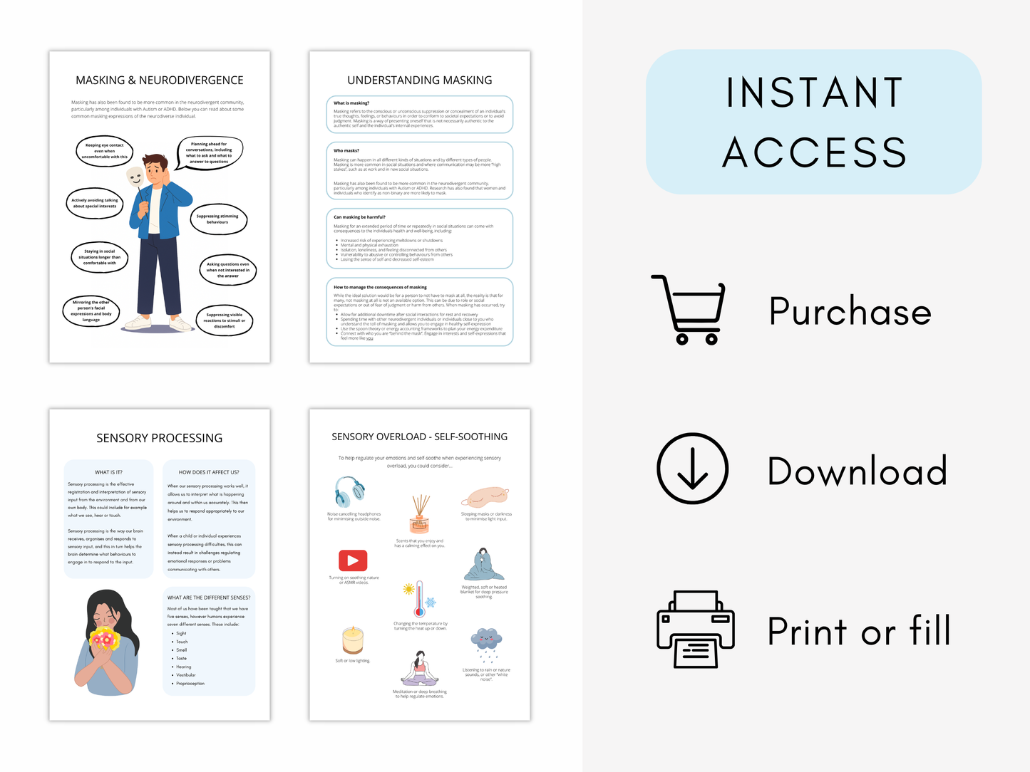 Neurodiversity & Spoon Theory Therapy Worksheets