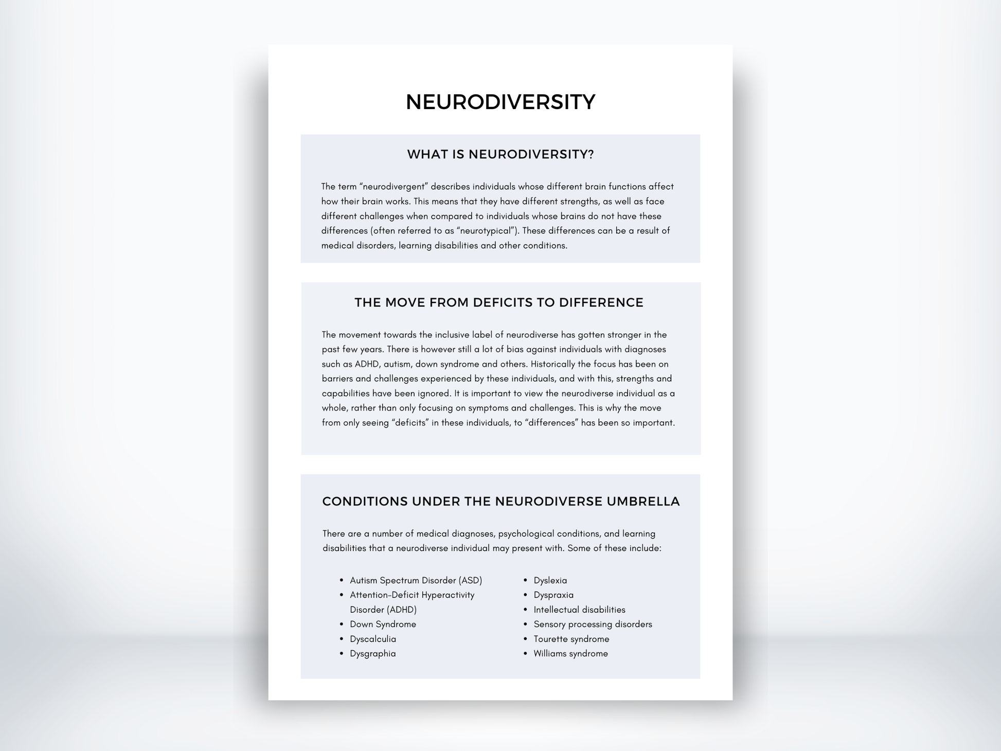Neurodiversity Handout PDF